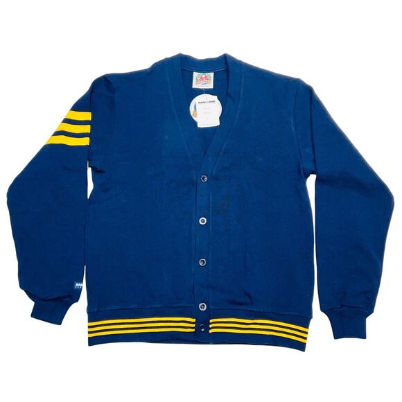 Barbarian Other - Vintage Barbarian Rugby Cardigan Sweater Medium Blue Yellow Sports Varsity New